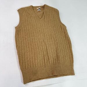Alan Paine Vest Womens Large Eu40 Tan Lambswool Cable Knit Sweater Grandpa